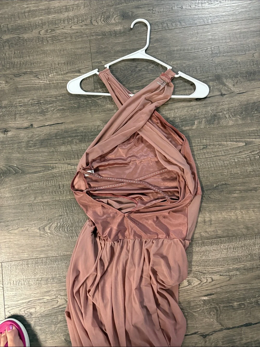 Women’s Halter Dance Costume in Dusty Rose with Rhinestones